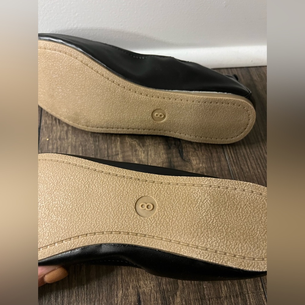 UNIVERSAL THREAD - Black Leather Flats - Women’s Size 8 - Picture 5 of 5